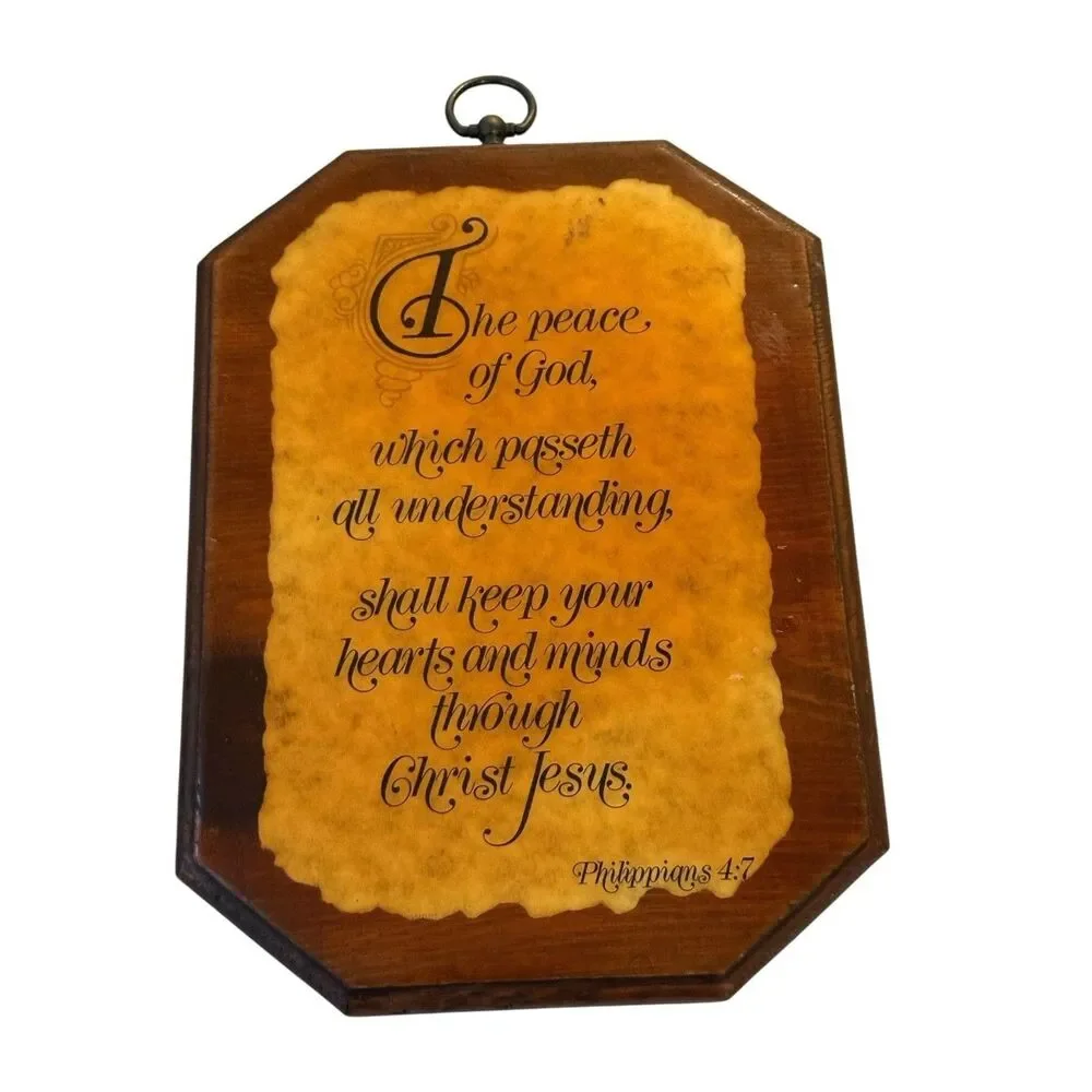Vintage Wood Plaque w/ Prayer of Saint Francis of Assisi Religious Wall Art